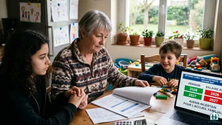 assistant familial accompagnant un enfant placé, illustration de la réforme du cumul emploi-retraite 2027