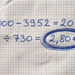 Calcul manuscrit du salaire réel d'un assistant familial : 6 000 € annoncés moins 3 952 € de frais, soit 2,80 € de l'heure